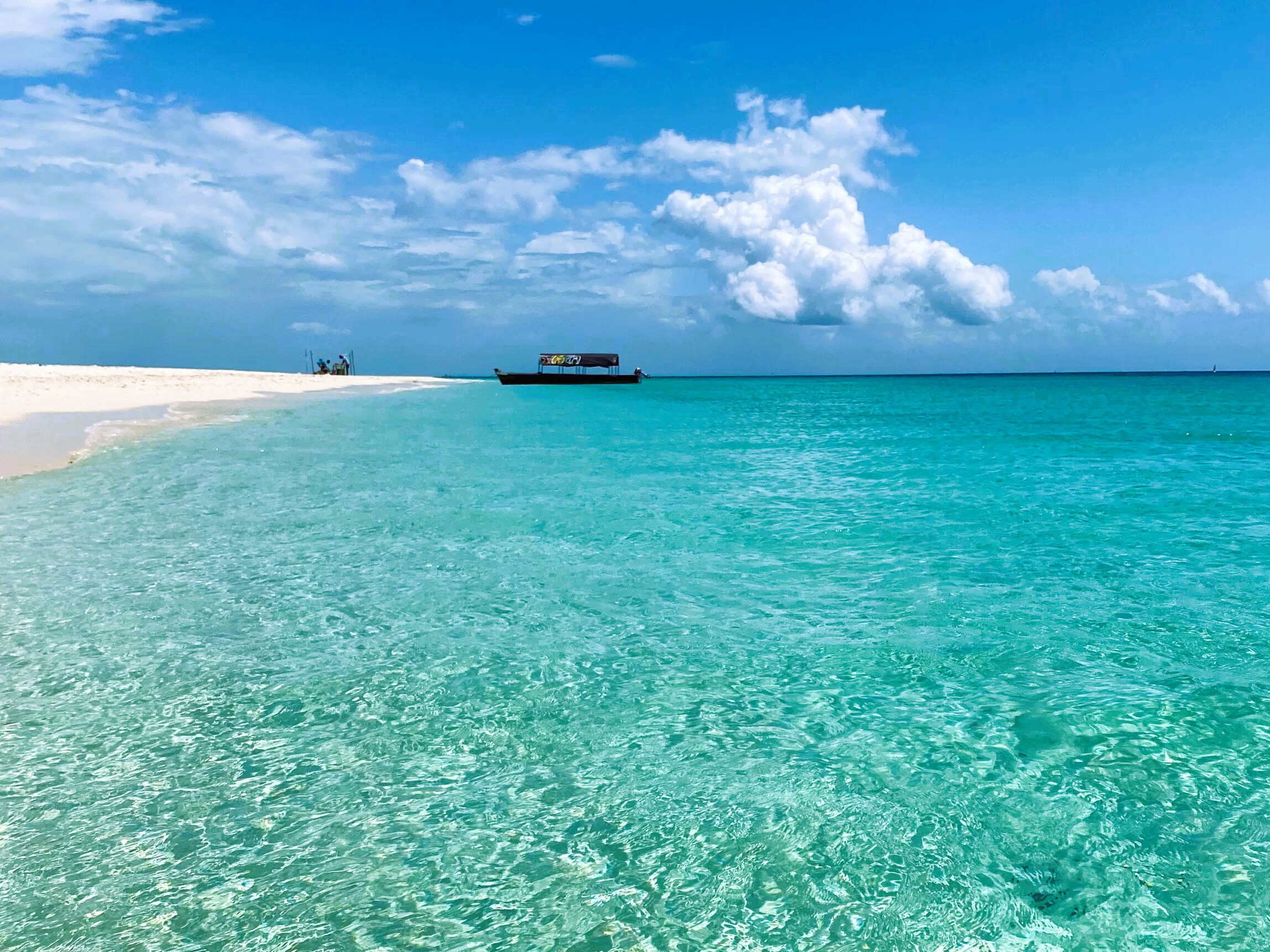 Relaxing on white sands of Pungume Island