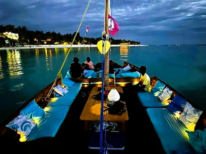 Breathtaking sunset over Indian Ocean from cruise boat
